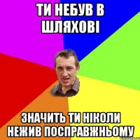 ТИ НЕБУВ В ШЛЯХОВІ ЗНАЧИТЬ ТИ НІКОЛИ НЕЖИВ ПОСПРАВЖНЬОМУ