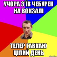 УЧОРА З'ЇВ ЧЕБУРЕК НА ВОКЗАЛІ ТЕПЕР ГАВКАЮ ЦІЛИЙ ДЕНЬ