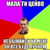 Мала ти цейво не обіжайси на мене ок все буде пучком