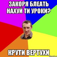 Закоря блеать нахуй ти уроки? крути вертухи