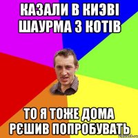 Казали в Киэві шаурма з котів то я тоже дома рєшив попробувать