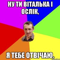 ну ти Віталька і ослік, Я тебе отвічаю.