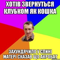 хотів звернуться клубком як кошка захундячило у спині матері сказав що акробат