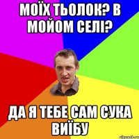 Моїх тьолок? в мойом селі? Да я тебе сам сука виїбу