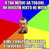 я так млію за тобою, як ніколи ніхто не млів біжу з коброй за тобою, а ти курва тікаєш в хлів