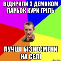 ВІДКРИЛИ З ДЕМИКОМ ЛАРЬОК КУРИ ГРІЛЬ ЛУЧШІ БІЗНЕСМЕНИ НА СЕЛІ