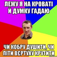 Лежу я на кроваті й думку гадаю Чи кобру душити, чи піти вєртуху крутити