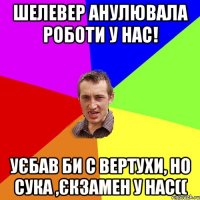 Шелевер анулювала роботи у нас! уєбав би с вертухи, но сука ,єкзамен у нас((