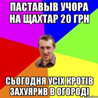 Паставыв учора на щахтар 20 грн Сьогодня усіх кротів захуярив в огороді