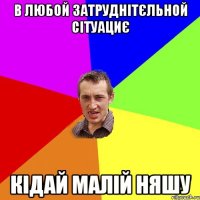 в любой затруднітєльной сітуациє кідай малій няшу