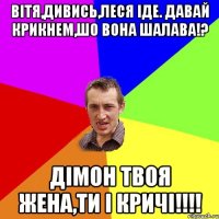 Вітя,дивись,Леся іде. Давай крикнем,шо вона шалава!? Дімон твоя жена,ти і кричі!!!!