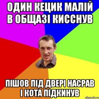 один кецик малій в общазі кисснув пішов під двері насрав і кота підкинув