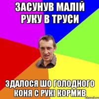 засунув малій руку в труси здалося шо голодного коня с рукі кормив