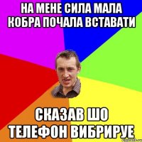 на мене сила мала кобра почала вставати сказав шо телефон вибрируе