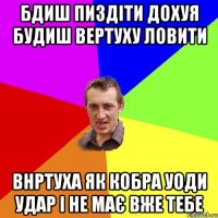 Бдиш пиздіти дохуя будиш вертуху ловити Внртуха як кобра уоди удар і не має вже тебе