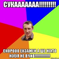 СУКААААААА!!!!!!!!! СКОРООО ЕКЗАМЕН А ШЕ НІХТО НІХУЯ НЕ ВЧИВ!!!!!!!!!!!!!