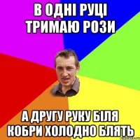 в одні руці тримаю рози а другу руку біля кобри холодно блять