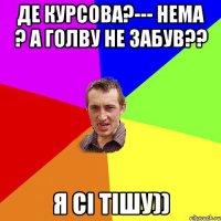 Де курсова?--- нема ? А голву не забув?? Я сі тішу))