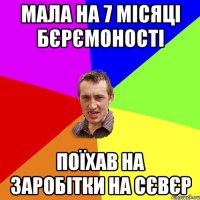 Мала на 7 місяці бєрємоності Поїхав на заробітки на Сєвєр