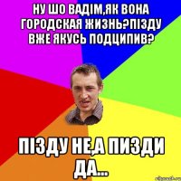 ну шо вадім,як вона городская жизнь?пізду вже якусь подципив? пізду не,а пизди да...