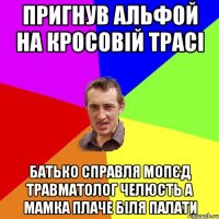 пригнув альфой на кросовій трасі батько справля мопєд травматолог челюсть а мамка плаче біля палати