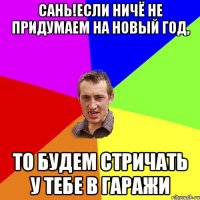 Сань!Если ничё не придумаем на Новый год, то будем стричать у тебе в гаражи