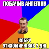 Побачив Ангеліну Кобру утихомирював 2 дні