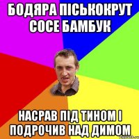 Бодяра піськокрут сосе бамбук насрав під тином і подрочив над димом