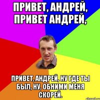 Привет, Андрей, привет Андрей, Привет, Андрей, ну где ты был, Ну, обними меня скорей.