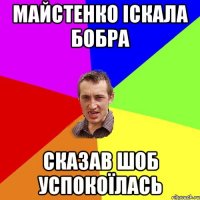 Майстенко іскала бобра сказав шоб успокоїлась