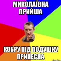 МИКОЛАЇВНА ПРИЙША КОБРУ ПІД ПОДУШКУ ПРИНЕСЛА