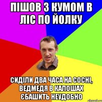 ПІШОВ З КУМОМ В ЛІС ПО ЙОЛКУ СИДІЛИ ДВА ЧАСА НА СОСНІ, ВЕДМЕДЯ В КАЛОШАХ ЄБАШИТЬ НЕУДОБНО