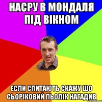 насру в мондаля під вікном если спитають скажу шо сьоріковий льолік нагадив