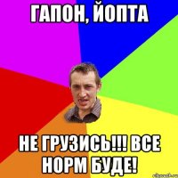 Гапон, йопта не грузись!!! все норм буде!