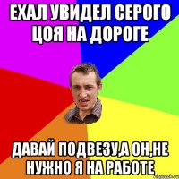 ехал увидел Серого Цоя на дороге давай подвезу,а он,не нужно я на работе