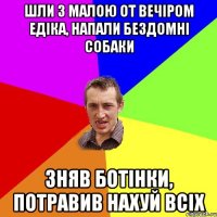 шли з малою от вечіром едіка, напали бездомні собаки зняв ботінки, потравив нахуй всіх