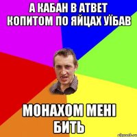 А кабан в атвет копитом по яйцах уїбав монахом мені бить