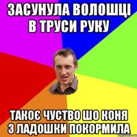 ЗАСУНУЛА ВОЛОШЦІ В ТРУСИ РУКУ ТАКОЄ ЧУСТВО ШО КОНЯ З ЛАДОШКИ ПОКОРМИЛА