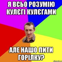 я всьо розумію кулєгі кулєгами але нашо пити горілку?