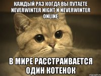 каждый раз когда вы путаете Neverwinter Night и Neverwinter Online в мире расстраивается один котенок