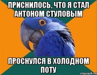 Приснилось, что я стал антоном стуловым проснулся в холодном поту