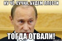 Ну чё, сучка, будем плести тогда отвали!