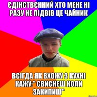 єдінствєнний хто мене ні разу не підвів це чайник всігда як вхожу з кухні кажу:" Свиснеш коли закипиш"