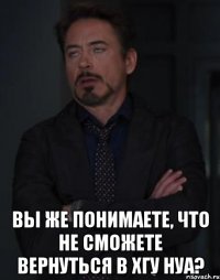  вы же понимаете, что не сможете вернуться в ХГУ НУА?