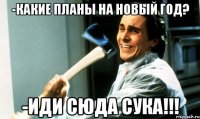 -Какие планы на Новый год? -Иди сюда сука!!!