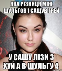 Яка різниця між Шульгов і Сащув Грей У Сашу лізи 3 хуй а в Шульгу 4