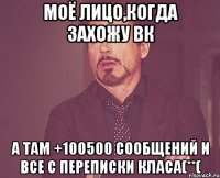 Моё лицо,когда захожу вк а там +100500 сообщений и все с переписки класа(**(