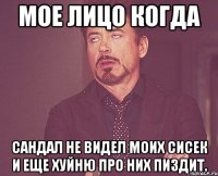 Мое лицо когда Сандал не видел моих сисек и еще хуйню про них пиздит.