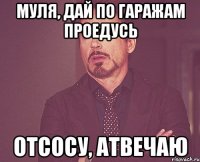 Муля, дай по гаражам проедусь отсосу, атвечаю