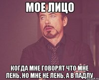 Мое лицо когда мне говорят что мне лень, но мне не лень, а в падлу